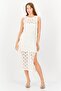 Ole x Women Textured Side Slit Bodycon Dress, Off White