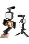 Vlogging Kit for Video Making With Mic Mini Tripod Stand LED Light and Phone Holder Clip - 2