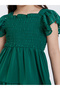 Laser Cut Out and Smocked Detail Tiered Dress - 3