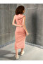 Pink Ribbed Sleeveless Hooded Maxi Dress - 5
