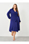 Plus Wrap Midi Dress with Balloon Sleeve - 2