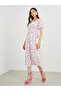 Floral Print Puff Sleeve Smocked Midi Dress