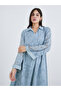 Women Blue Jacquard Jalabiya with Collar and Placket Detail - 3