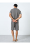 Charcoal Woven Badge Detail T-Shirt and Shorts Set - 4