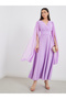 Cape Sleeve Pleated Detail V-Neck A-Line Maxi Dress