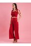 Smocked Detail Strappy Crop Top and Elasticated Waistband Trousers Co-Ords - 2