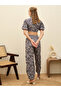 Paisley Print Tie-Front Crop Top and Trousers Co-Ords - 6