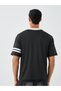 Oversized Varsity Print Polo Neck T-Shirt - 4