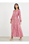 All Over Print V Neck Jalabiya with Lace Trim - 2