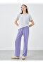 Women Purple Solid Drawstring Waist Straight Joggers