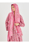 All Over Print V Neck Jalabiya with Lace Trim - 5