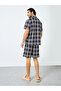Black Checkered Short Sleeve Shirt and Shorts Set - 5