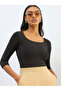 Black Knitted Lace Detail Crop Top