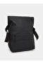 Black Roll-Top Backpack with Buckle Detail