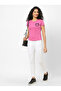 Women Pink Embellished Detail Short Sleeve T-Shirt