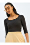 Black Knitted Lace Detail Crop Top - 7
