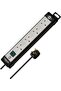 Premium Line 4-Way Extension Cable with 3m Cord, Black/Light Gray, Lighted Switch, Made - 2