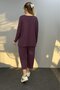 Women's Long Sleeve Coat Detailed Two Thread Viscose Double Suit - 2