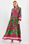 Women's Patterned Hijab Dress Dark Pink 1010 - 3