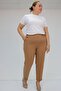 59009 Large Size Double Leg Trousers with Elastic Waist - Tan