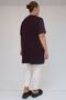 58507 Large Size Collar Piping Combed Cotton T-Shirt - Purple - 5