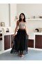Black Donette Pleated Skirt - 5