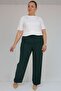 59016 Plus Size Crepe Trousers with Button Waist - Emerald - 4