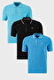 Cotton Regular Fit Stripe Detailed Buttoned Polo Collar 3-Pack t Shirt Men's t Shirt 5902118