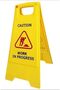 Caution Work in Progress Safety Sign, A-Frame Floor Stand, Yellow Plastic Warning Sign