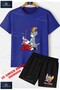 Children's Unisex “Tom and Jerry Drinking Straw“ Custom Printed Crew Neck T-Shirt - Shorts Set