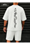 Orki Tigerblade – Tiger & Sword Printed Oversize Men's White T-Shirt and White Shorts Set