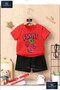 Children's Unisex “Fruit 4Lu Fruit Written“ Special Printed Crew Neck T-Shirt - Shorts Set