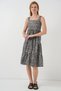 Women's Patterned Strap Midi Dress 2577 - Anthracite - 2
