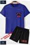 Kids Unisex “Girl Glasses Leopard Pattern Left Top“ Custom Printed Crew Neck T-Shirt - Shorts Set