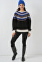 Women's Patterned Knitwear Sweater 15932 - Black - 2