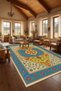 Mosso Blue White Themed Traditional Motifs Detailed Pattern Woven Base Vintage Carpet Mosso211 - 4