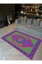 Mosso Purple Green Themed Motifs Detailed Pattern Woven Base Vintage Decorative Carpet Mosso208 - 4