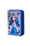 Blue Girl Patterned Pvc Three Compartment Girl Organizer Pen Holder Pencil Case -Cp7002 - 5