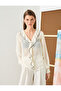 V Neck Puff Sleeve Chiffon Blouse - 3