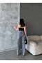 Women's Smoked Shiny Stone Special Design Denim Straight Palazzo Jeans - 5