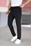 Men's Black Color Half Elastic Waist Lace up Comfortable Stretchy Fitted Lycra Trousers - 5