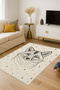 Mosso Wolf Themed Nature Motifs Detailed Pattern Woven Base Modern Decorative Carpet Mosso214 - 5