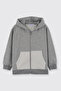 Unisex Kids' Hooded Zippered Grey-Melange Sweatshirt