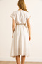 Women's White Straw Lace Bat Waist Elastic Dress Elb-19002486 - 7