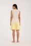 Women's White Ribbon Detailed Yellow Striped Shorts Pajama Set - 3