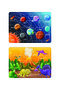 Cute Animals, Dinosaurs, Planets, Farm 16 Piece Wooden Puzzle Set of 4 - 2