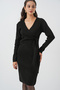 Women's Double Breasted Collar Knitwear Dress 15928 - Black - 4