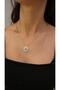 Gold Paperclip Chain Zircon Stone Eye Necklace - 2