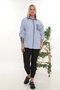 100% Cotton Comfortable Fit Striped Plus Size Women's Long Sleeve Shirt - 2