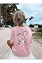 Rabbit Leopard Digital Printed 100% Cotton Oversize Girl's Fancy Tshirt T-Shirt - 4
